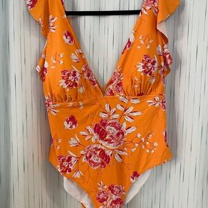 Cupshe Orange and Pink Floral Swimsuit